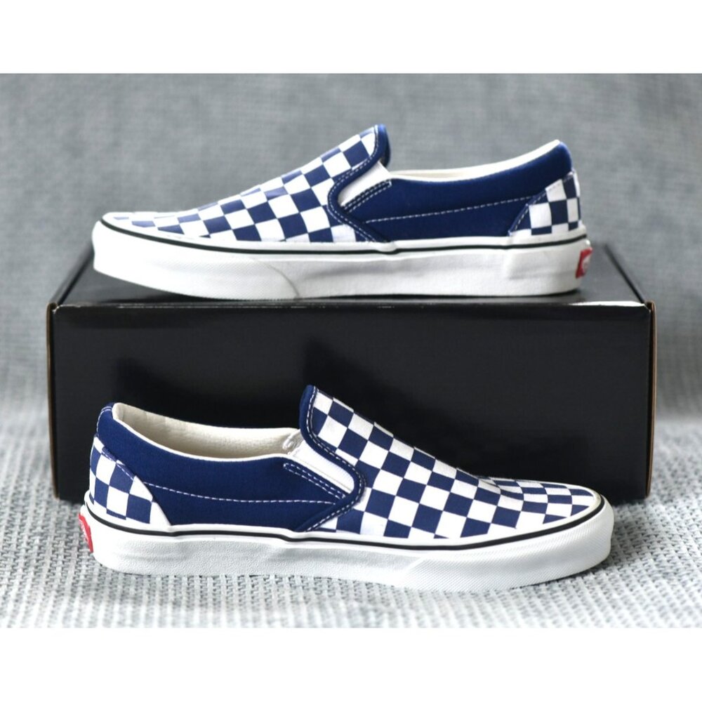 New! Size: 6 Men/7.5 Women Vans Classic Slip-On Theory Checkerboard Beacon Blue
